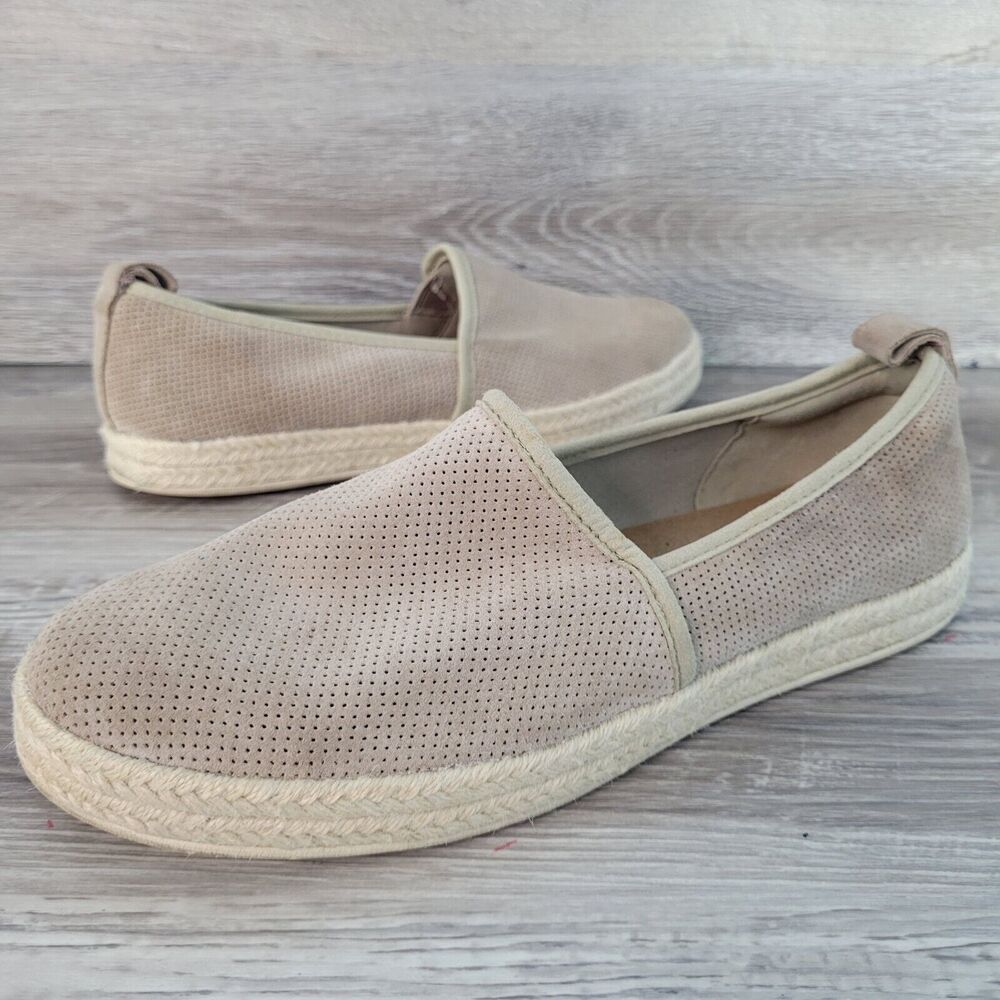 Clarks Beige Perforated Flats